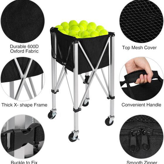 Foldable tennis frame aluminum alloy tennis cart mobile portable special tennis frame pick up basket wholesale