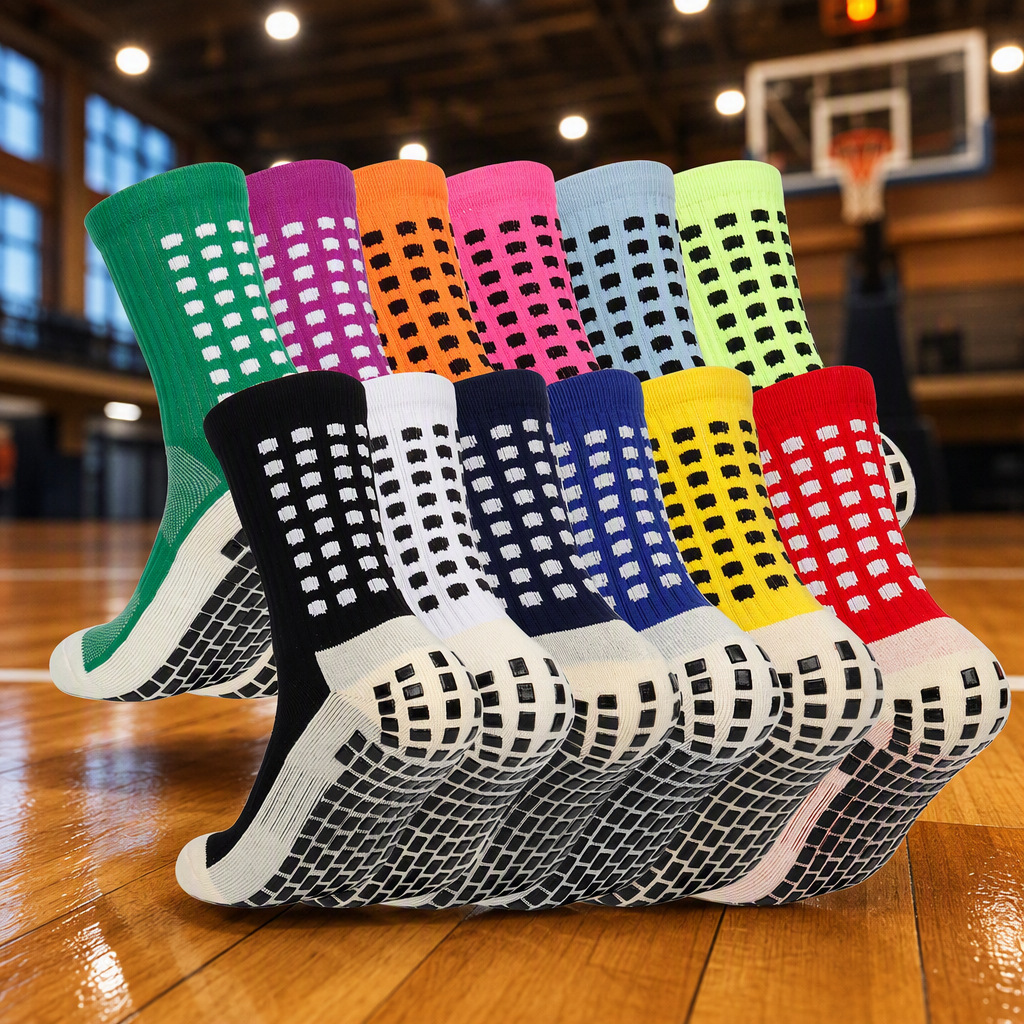 Customized Adult Basketball Socks for Men and Women, Mid-Calf, with Anti-Slip Rubber Dots, Towel Bottom, Wear-Resistant, Training Socks