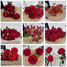 红色系婚庆仿真花中式婚礼宴订婚宴婚房布置假花秋色宝宝生日宴
