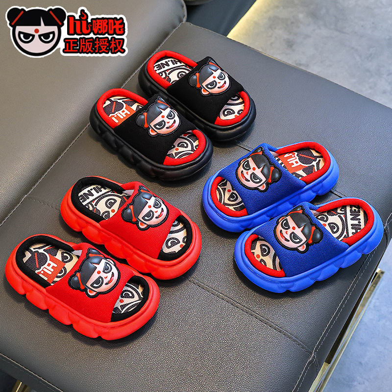 Nezha primavera y otoño sandalias y zapatillas de lino para niños antideslizantes para niños y niñas