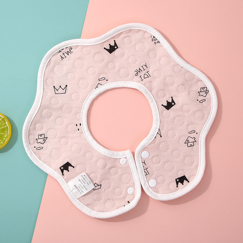 Wholesale waterproof baby bibs with flower petals, cotton cartoon baby bibs, soft and skin-friendly saliva towels.