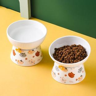 [6399 people's collection] cute ceramic cat bowl pet bowl rice bowl cat drinking food bowl anti-knock cervical spine protection