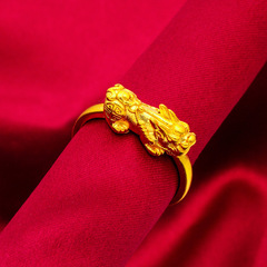 Lady matte sandblasted open-mouthed Pixiu ring adjustable women's Pixiu ring wholesale Vietnamese sand gold Pixiu ring