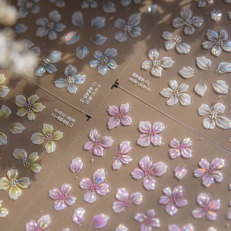 tomoni 立体ゼリースタイル ins ドリームスーパーフェアリーアイスクリスタルフラワーユリ桜の花びらネイルステッカー|undefined