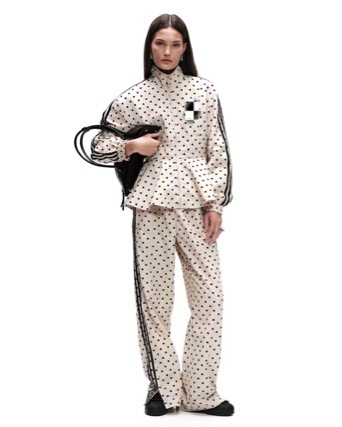 Clover x ASOS Polka Dot Set Women's Stand Collar Skirted Trench Coat Jacket Sweatpants Coat Long Pants Clover x ASOS Polka Dot Set Women's Stand Collar Skirted Trench Coat Jacket Sweatpants Coat Long Pants