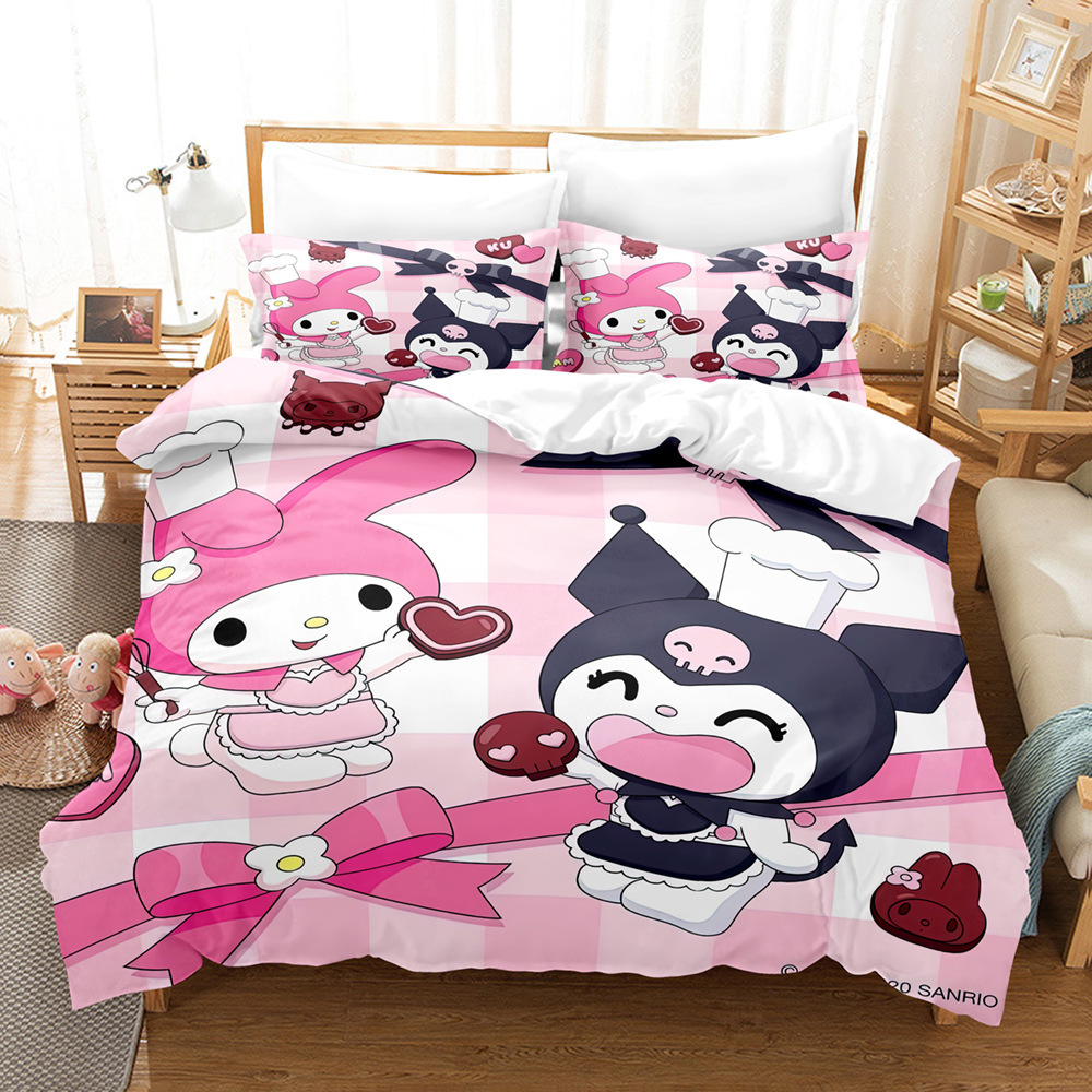 3-Piece Cute Cartoon 3D Bedding Set, 10 Patterns, Multiple Sizes (90–264 cm)
