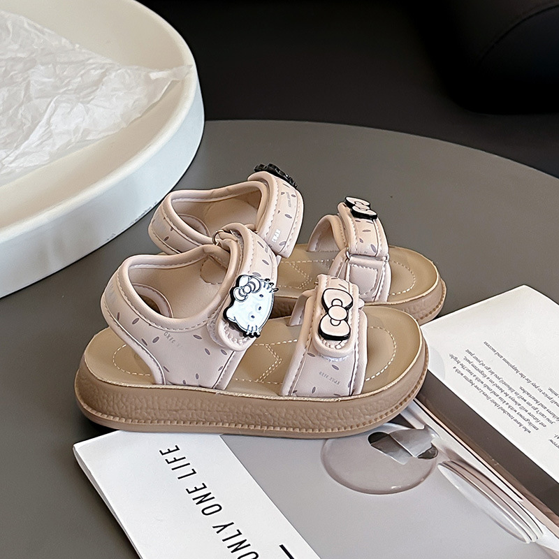 Niñas sandalias de arco de dibujos animados 2026 verano nuevo estilo de moda para niños velcro zapatos de playa zapatos de princesa