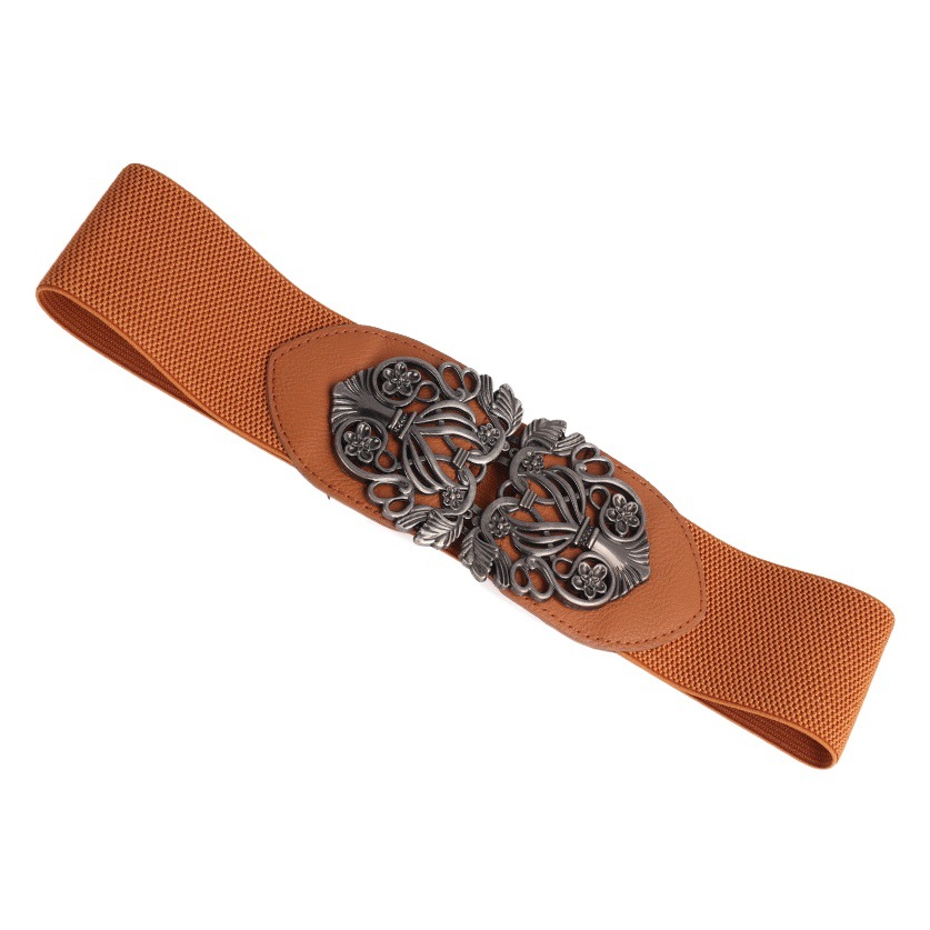 Venta caliente corte coreano retro tallado cinturón ancho decoración de cintura de moda elástica de todo fósforo cinturón de mujer al por mayor