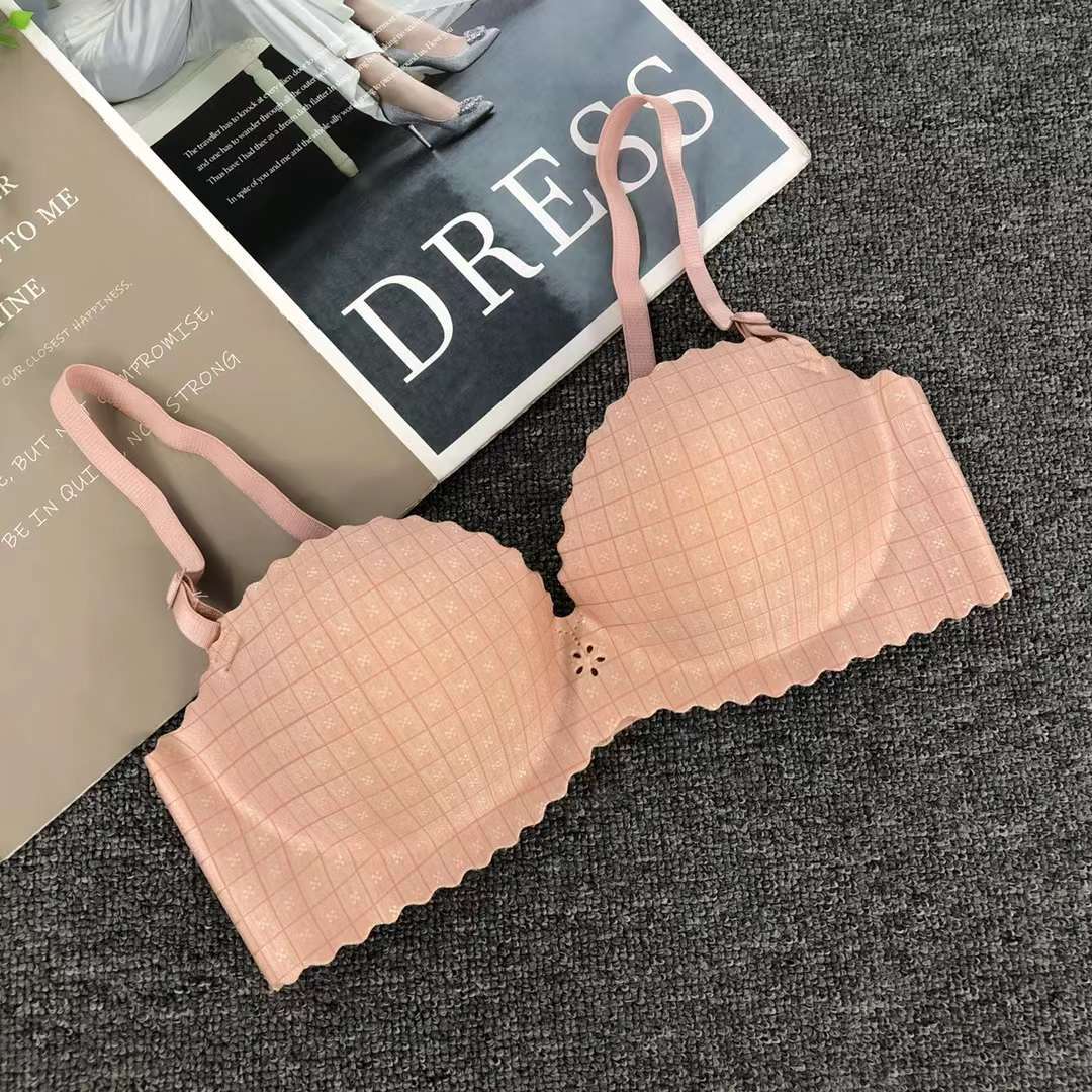 Brillante sin costura de una pieza de ropa interior sexy inalámbrico mano mostrar sujetador pecho colección anti-flacidez sujetador al por mayor