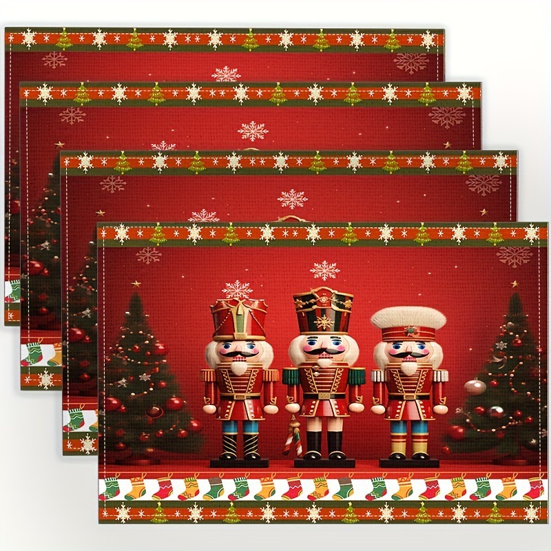 国境を越えた人気のクリスマスプレースマット、レストランの雰囲気のレイアウトテーブルマット、工場直販のリネンプリント断熱マットプレースマット|undefined