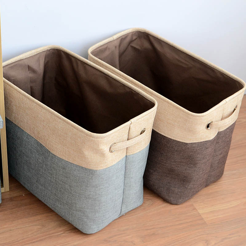 New Japanese-Style Home Storage Japanese Foldable Fabric Imitation Linen Laundry Basket Storage Bin Large Storage Bucket