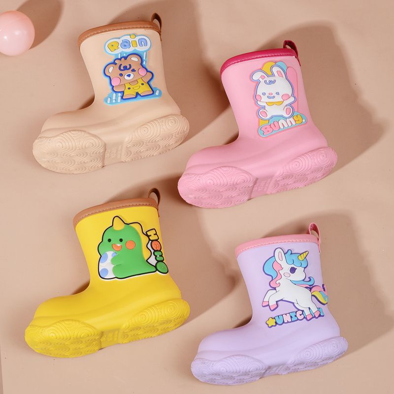 Children's Rain Boots Cartoon Baby Rain Boots Non-Slip Water Shoes Boys and Girls Water Boots Small and Middle School Students Waterproof Shoes