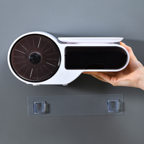 Plastic bathroom round tissue box wall-mounted paper storage without punching paper roll bathroom wall-mounted storage rack