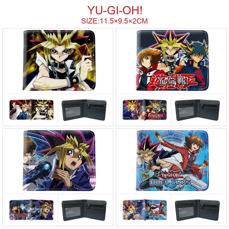 Yu-Gi-Oh Surrounding Short Folding Full Color Printed Wallet pu Men's and Women's Cartoon Animation Coin Purse Wallet Wallet Ticket Holder