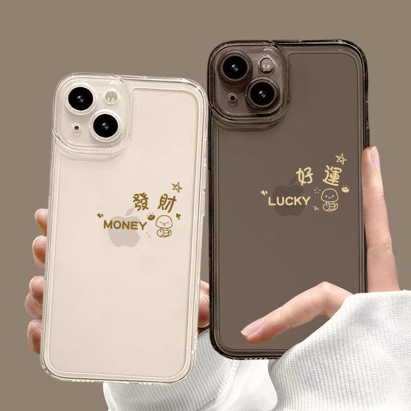 Para hacer una fortuna en el año de la serpiente, la carcasa del teléfono móvil iphone16promax es transparente y gris Apple 15 anti-caída 14pro buena suerte 13/12