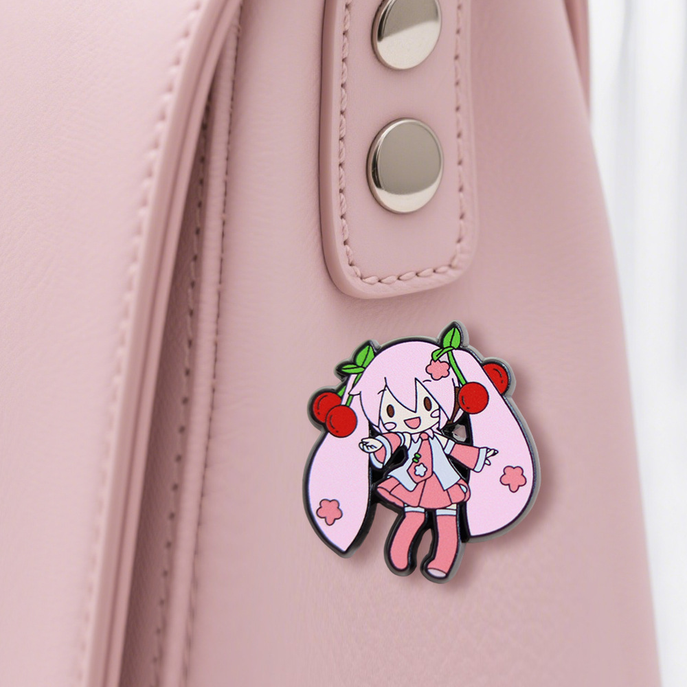 Cute Sakura Virtual Singer Enamel Pin Double Ponytail Girl Badge Brooch Fan Otaku Gift Accessory