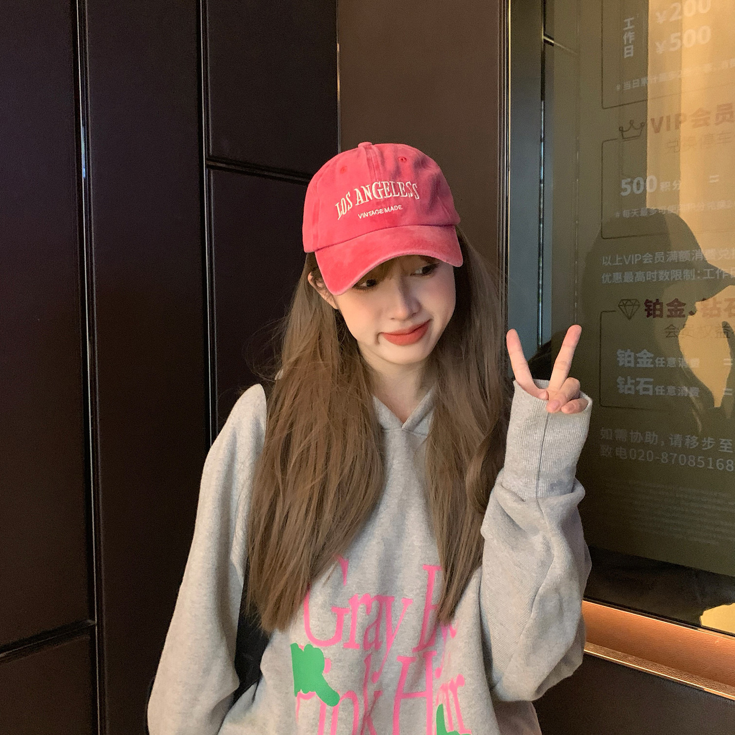 빈티지 워싱 영문 자수 볼캡 여성용 짧은챙 얼굴소멸 사계절 자외선차단 야구모자