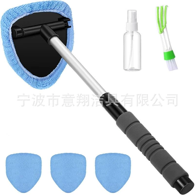 Car Windshield Cleaning Brush – Car cleaning tools - 1-set-b-type-eva-sheath-4-light-blue-cloth-covers-100ml-bottle-1-detail-brush