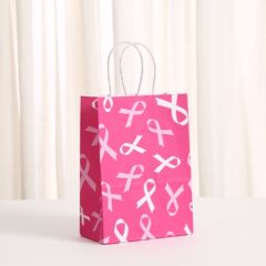 ピンクリボン手提げ袋女性プレゼントギフトバッグパーティーギフト包装袋卸売りプリントクラフト紙袋