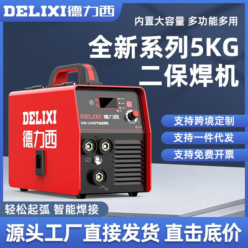 德力西无气二保焊机家用220v电焊二保三用一体工业焊机镀锌管全套