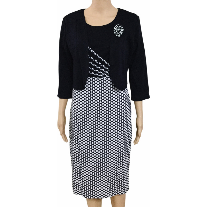 Aliexpress Popular African Plus Size Women's Round Neck Plaid Ol Elegant Commuter Dress + Small Outwear