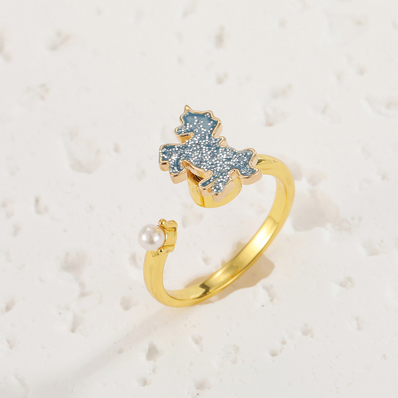 Artificial Pearls Inlay Material Cute Animal Smile Face Flower Copper Artificial Pearls Open Ring In Bulk