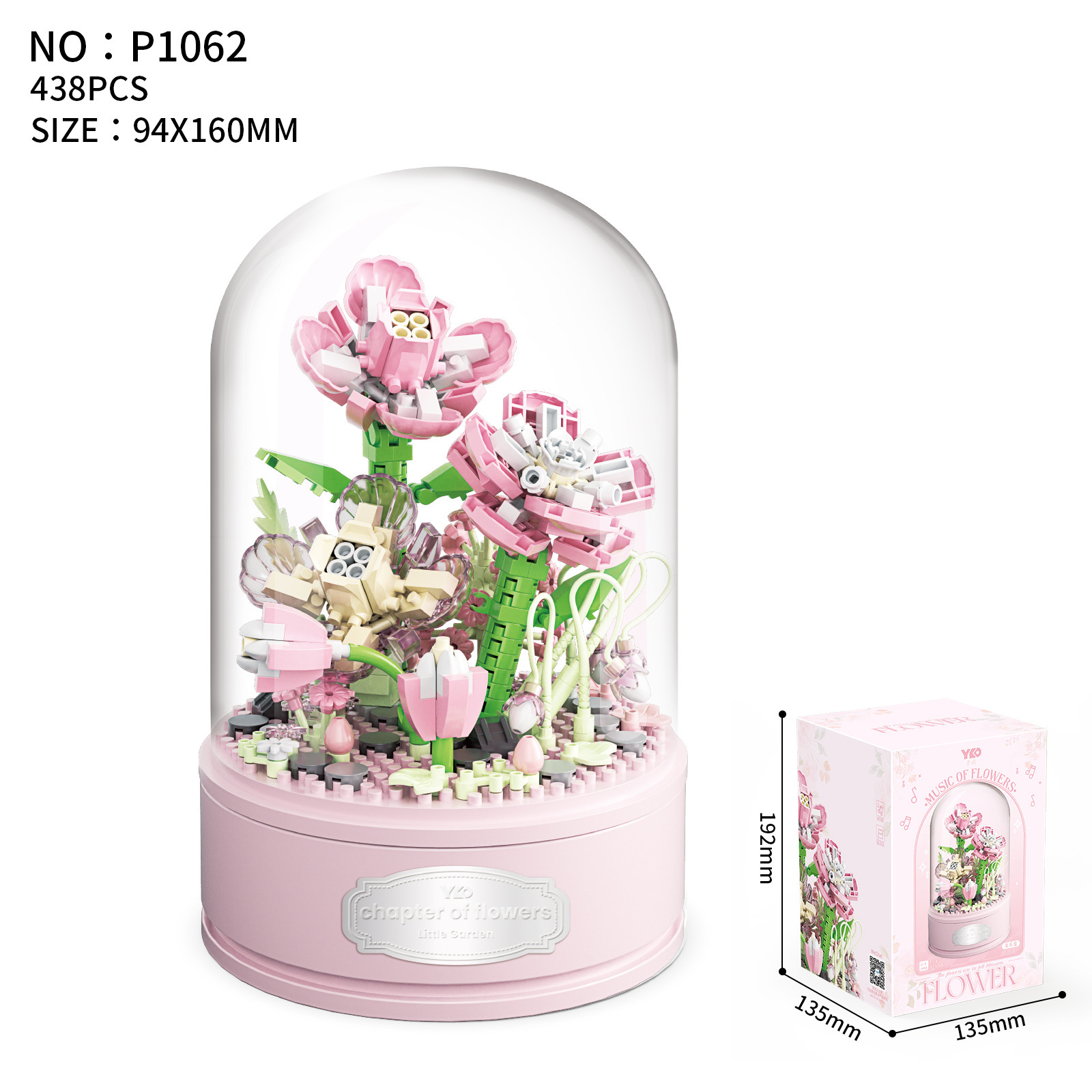 영원한 생활 로즈 빌딩 블록 부케 뮤직 박스 소녀 시리즈 성인 조립 TANABATA 발렌타인 데이 데스크탑 장식 선물