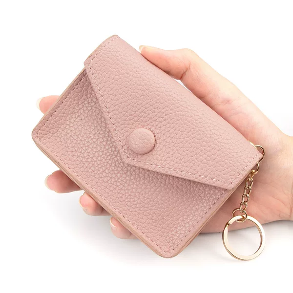 Elegant lychee-patterned mini card holder pendant, can hold a full set of playing cards, portable storage for coins, documents, and keys