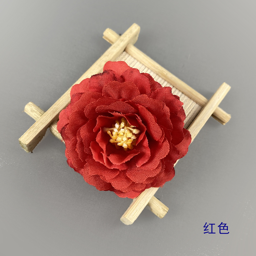 Simulación de flores de rododendro otoñal auditorio de bodas fotografía de guía de carretera decoración del hogar pequeña flor de peonía diy horquilla tocado 6cm