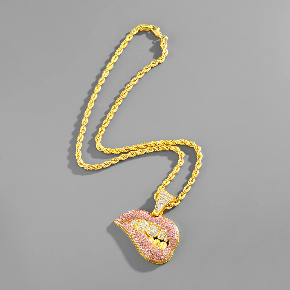 European and American hip hop sexy lips pendant accessories