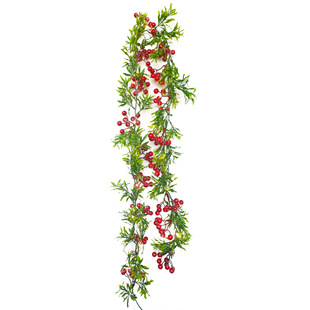 Holly berries with snow Christmas wreath 1.75 meters 20 lights Christmas lights string led red berries Christmas decoration