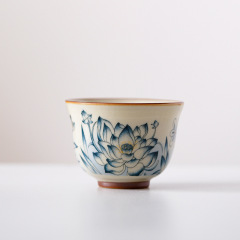 汝窑喝茶杯青瓷功夫茶主人杯单杯手工薄胎陶瓷景德镇汝瓷茶具客杯