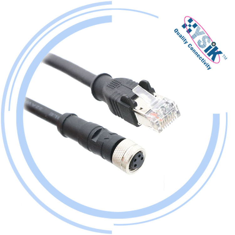 Ethercatm8 Aviation Plug Ethernet Network Signal Transmission 100m 4-Core to Rj45Pur Shielded Cable