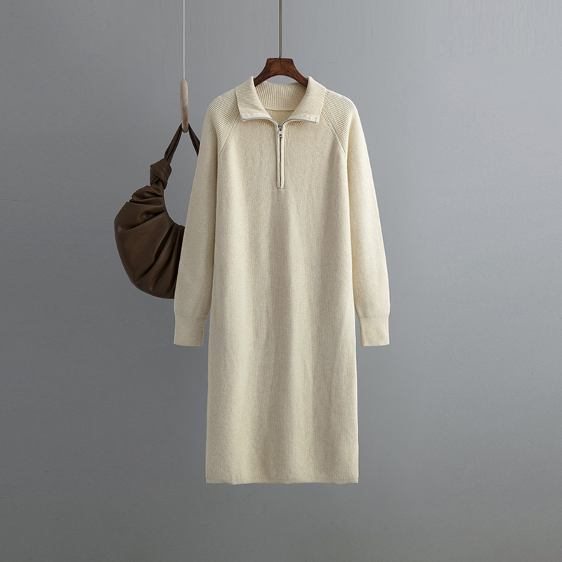 Knitted Dress Women Spring Autumn High Grade Idle Zipper Pullover Outerwear Overknee Sweater 6 Knitted Dress Women Spring Autumn High Grade Idle Zipper Pullover Outerwear Overknee Sweater