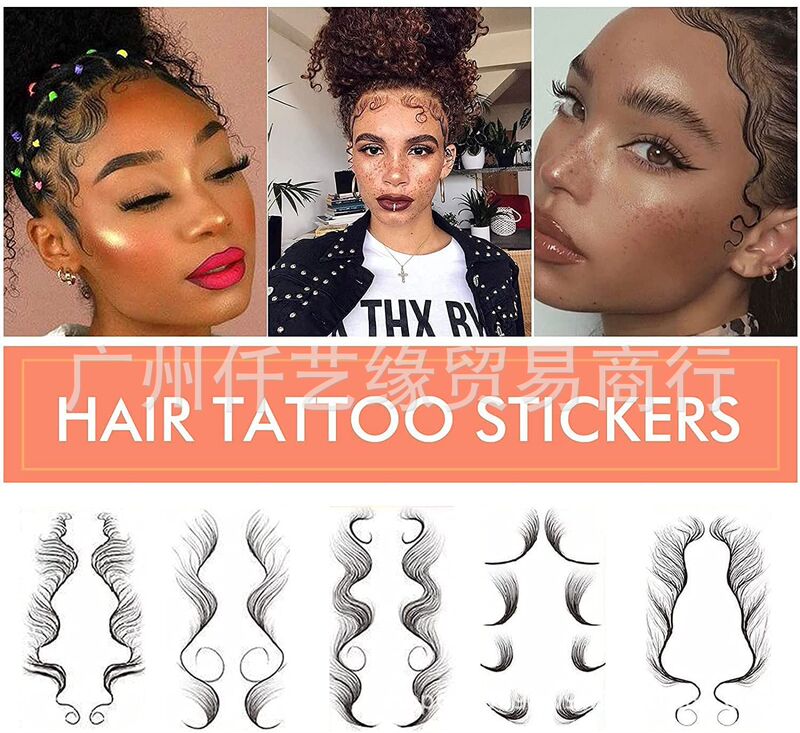 bangs Tattoo stickers Tattoo with bangs hairline edge stickers baby hair edge