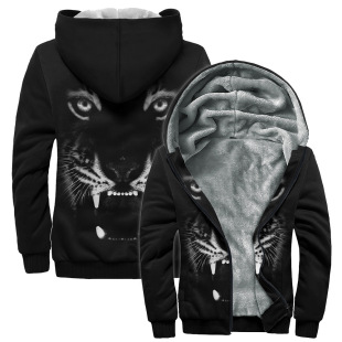 2023 Winter hot sale hooded cotton-padded jacket men's warm printed men's top fleece-lined thickened plus size