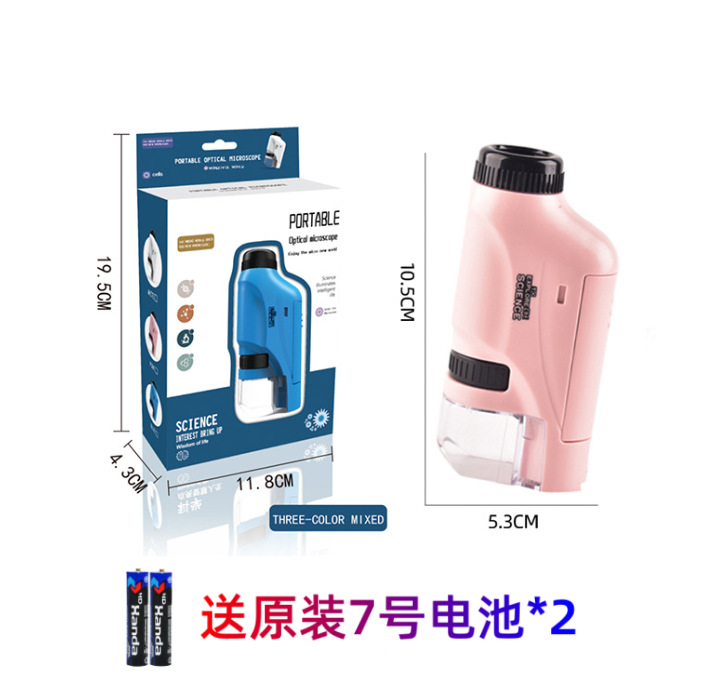 Microscopio portátil de mano para niños luz experimento de ciencia biológica niños Regalo De estudiante juguetes educativos