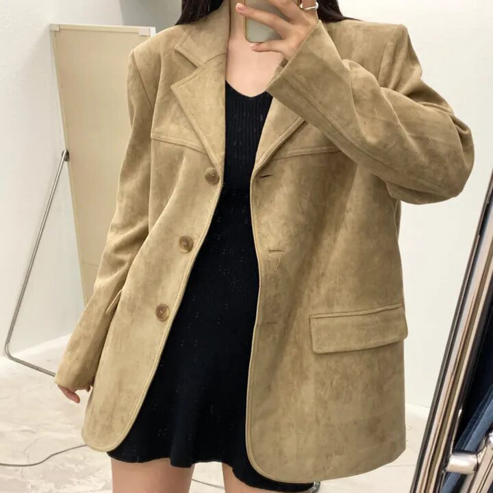 跨境外贸chic韩国东大门秋冬季美式复古西装外套长袖西服女士批发|undefined