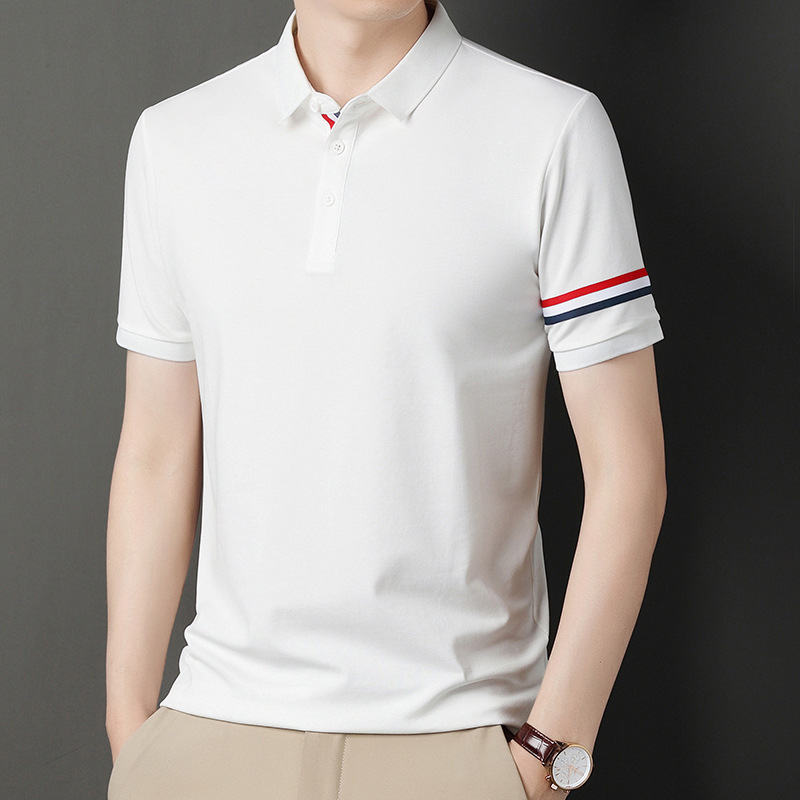 2025 Summer Pure Summer Lapel Short-Sleeved T-Shirt Men's Export Business Casual Half-Sleeved Pure Color Polo Shirt 2025 Summer Pure Summer Lapel Short-Sleeved T-Shirt Men's Export Business Casual Half-Sleeved Pure Color Polo Shirt