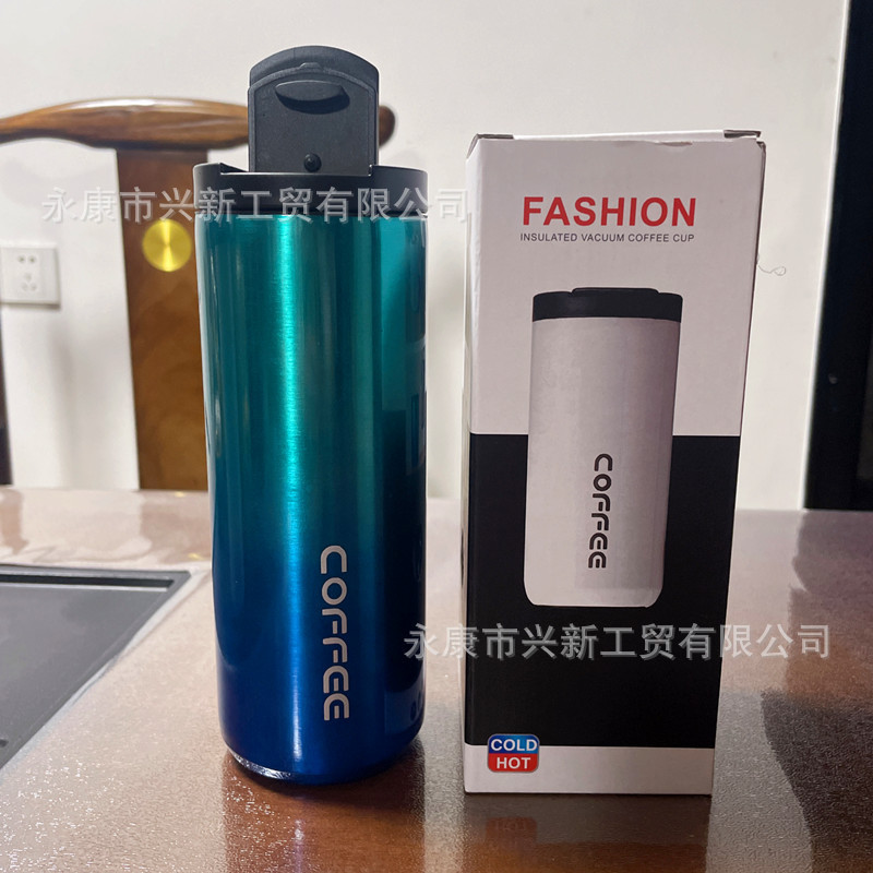 跨境便携随行咖啡杯不锈钢双层真空保温杯男女高颜值车载简约水杯|undefined