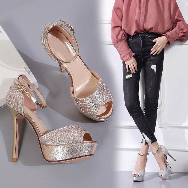 F8663 730K GIÀY CAO GÓT NỮ GUATDU SEXY GẮN ĐÁ CHỐNG NƯỚC MÙA HÈ PHONG CÁCH ÂU MỸ MIỆNG CÁ GIÀY DÉP NỮ G02 SẢN PHẨM MỚI