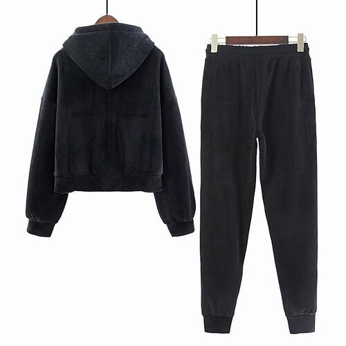 Gold velvet sweater suit for women's fashionable autumn and winter clothes, small man, slimming and thick velvet, sports and casual two-piece set, trendy