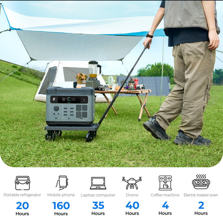 Fábrica de 2400w de alta potencia de almacenamiento de energía camping UPS 2 grados de 2000wh fuente de alimentación portátil para automóviles