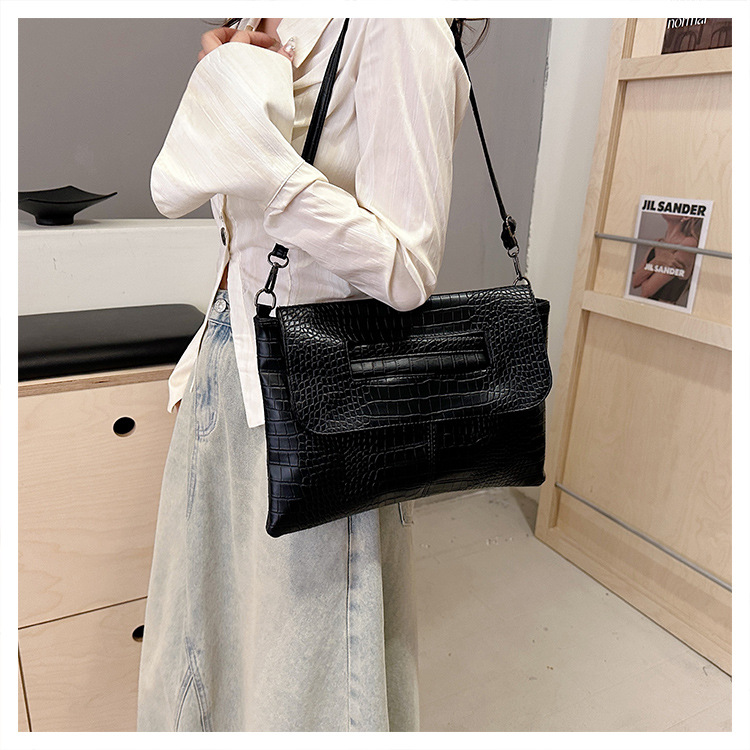 New cross-border foreign trade crocodile pattern strap clutch bag, large-capacity file bag, storage bag, official document bag, crossbody bag undefined