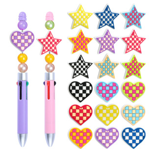 New love series student stationery ballpoint pen handmade beaded PVC soft rubber accessories DIY scorched beads loose beads patch