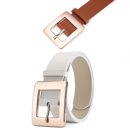 New alloy generous buckle simple solid color decorative jeans belt for women high-end versatile jeans belt for women