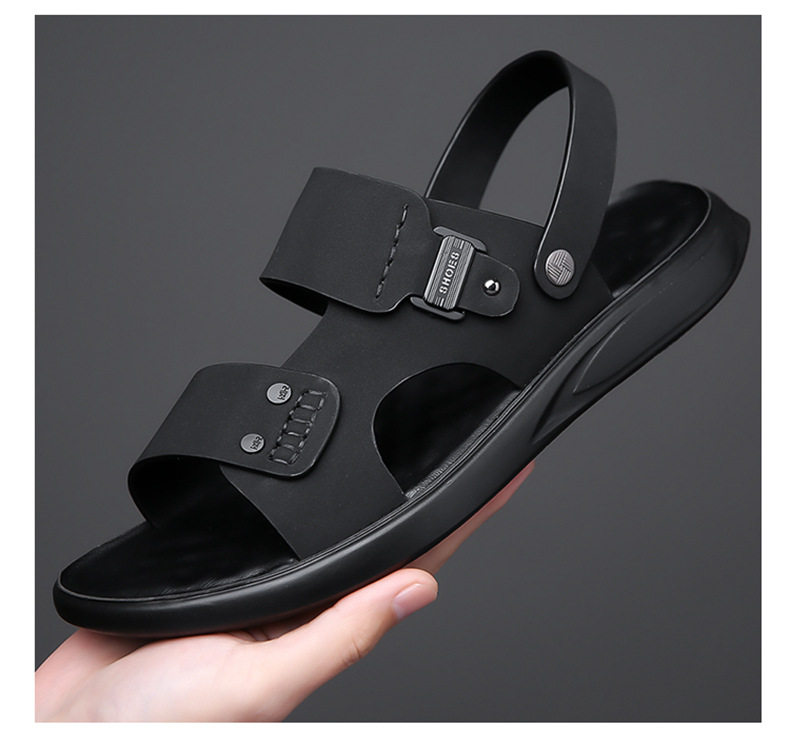 Dép sandal nam quai ngang hở ngón thoáng khí chống trượt đi biển và dạo phố — QS5253 nâu (cỡ giày thể thao), QS5253 đen (cỡ giày thể thao) chi tiết 23