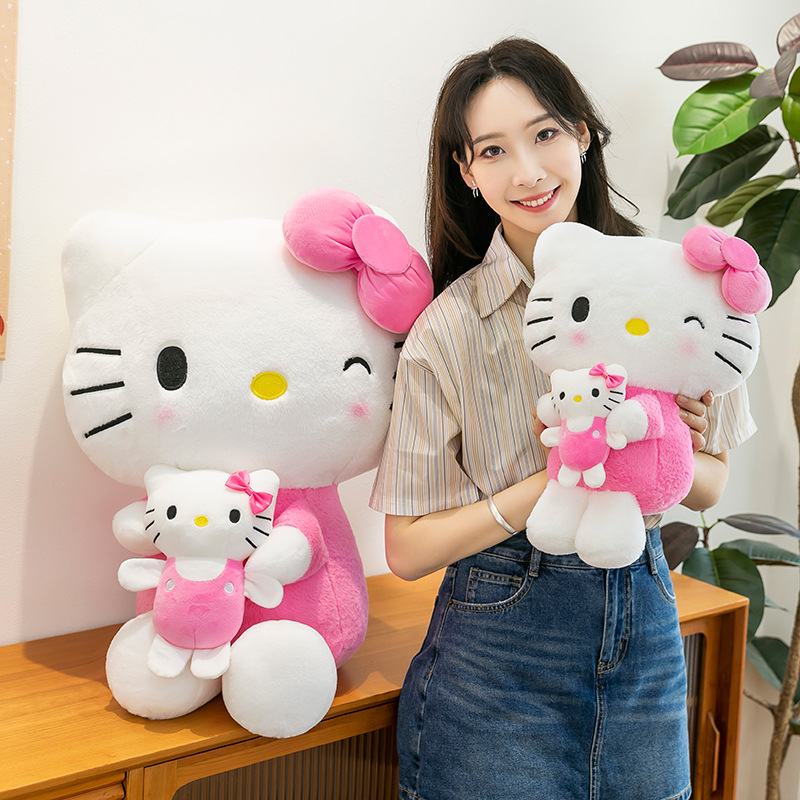 Cross-Border New Mother-Child Kt Cat Plush Toy Cute Bow Kt Cat Doll Companion Sleeping Pillow Doll