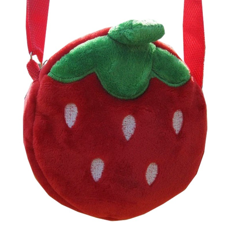 Factory Direct Sales Medium-Sized Simulated Fruit Strawberry Grape Pineapple Orange Boys and Girls Children's Plush Crossbody Bag