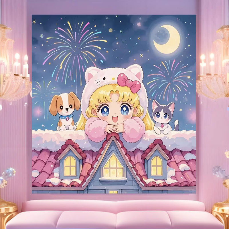 20 * 20 Crazy Zoo City pintura digital a mano diy dibujos animados pintura a mano Judith Decoration